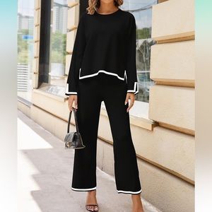 Knit 2 Piece Black and White Set